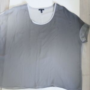 Silk Tunic Grey Ombre Top, Ellen Fisher, L- XL, Mint